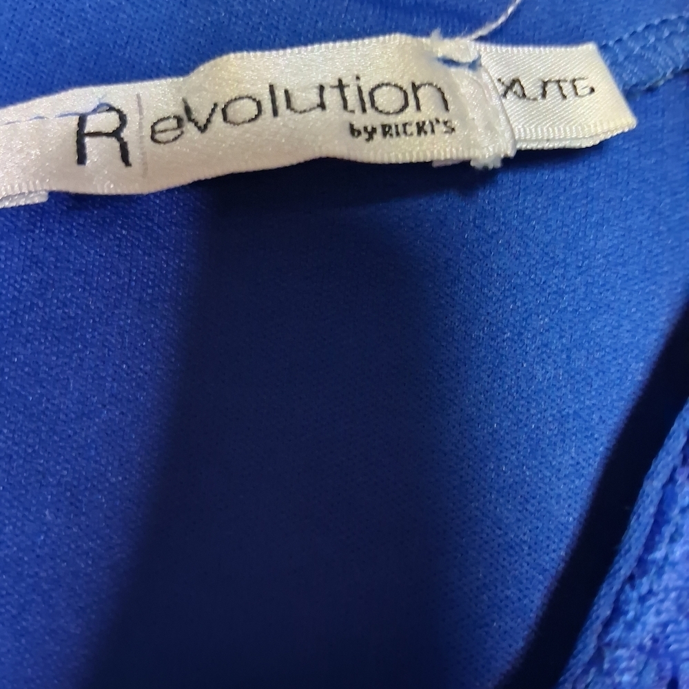 Revolution Royal Blue Lace Cold Shoulder Blouse - Picture 3 of 4